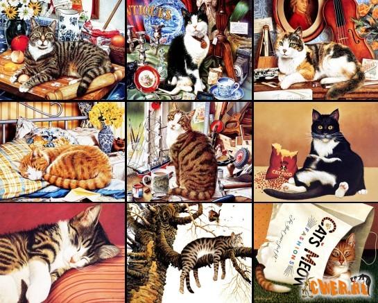 Рисованные портреты кошек