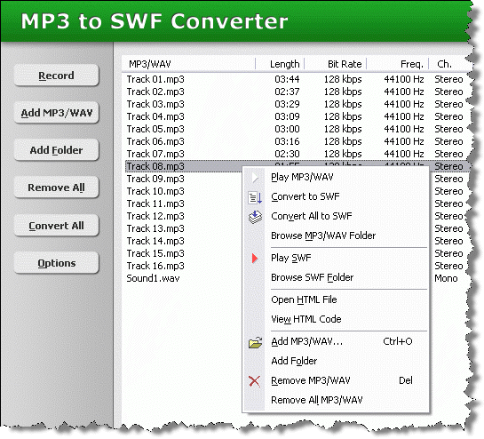 MP3 to SWF Converter v2.4.851