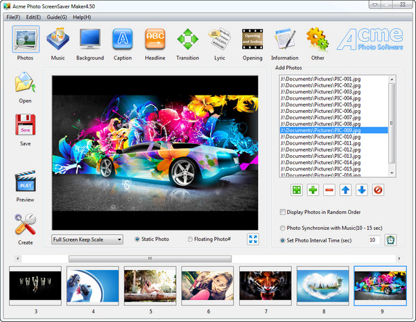 Acme Photo ScreenSaver Maker - программа для создания скринсейверов из