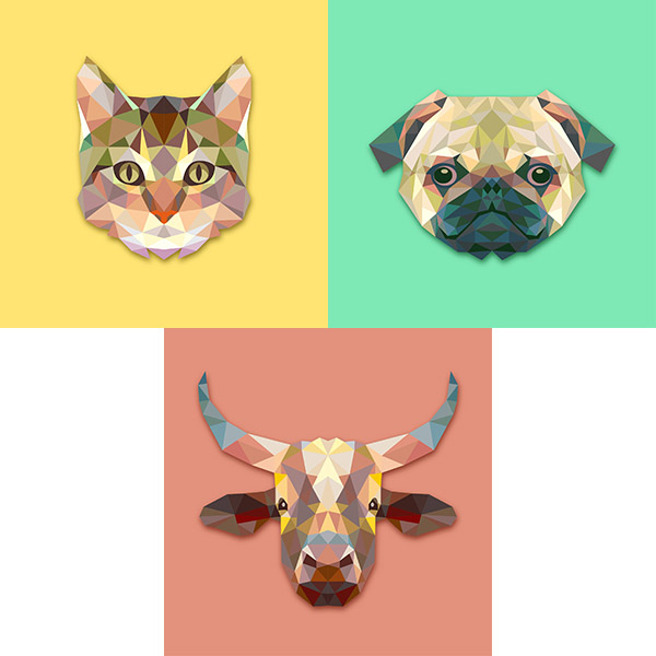 Triangle animals vector (Cwer.ws)