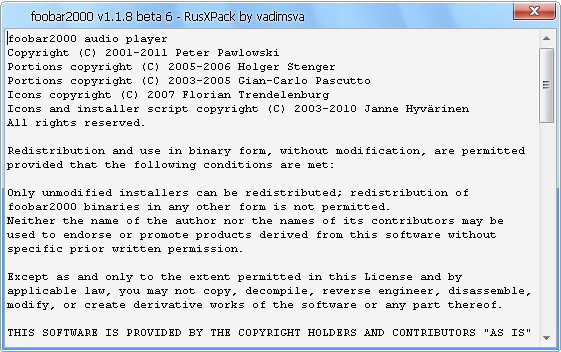 Foobar2000 1.1.8 RusXPack 1.24 beta 6