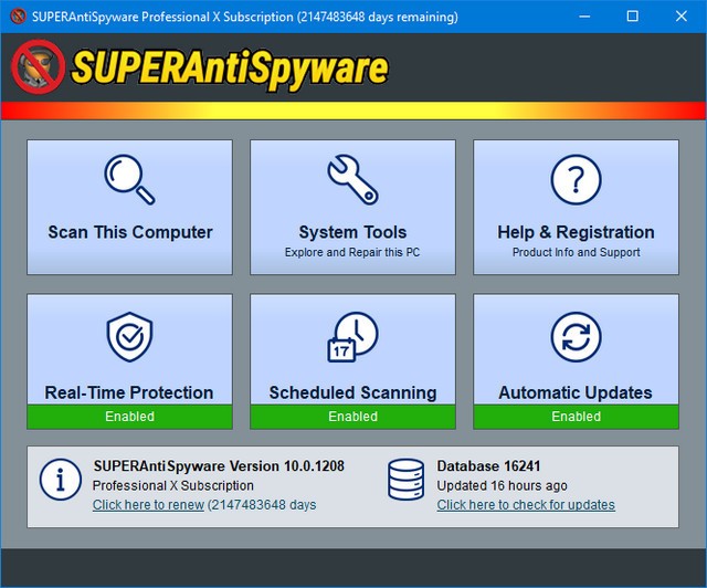 SUPERAntiSpyware Professional X 10.0.1208