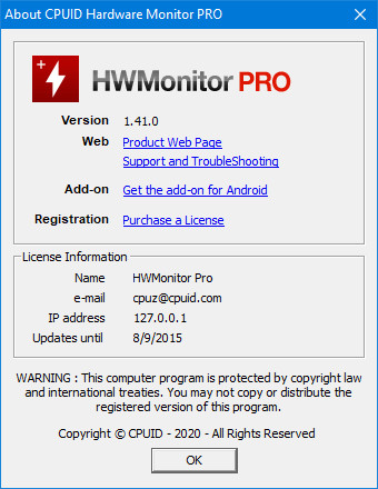 CPUID HWMonitor Pro 1.41