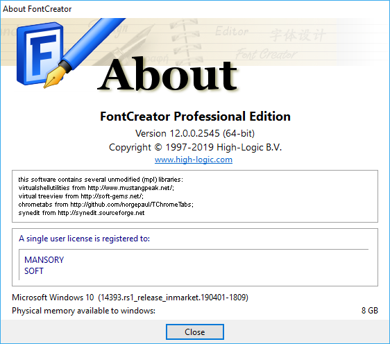 High-Logic FontCreator Professional Edition 12.0.0.2545