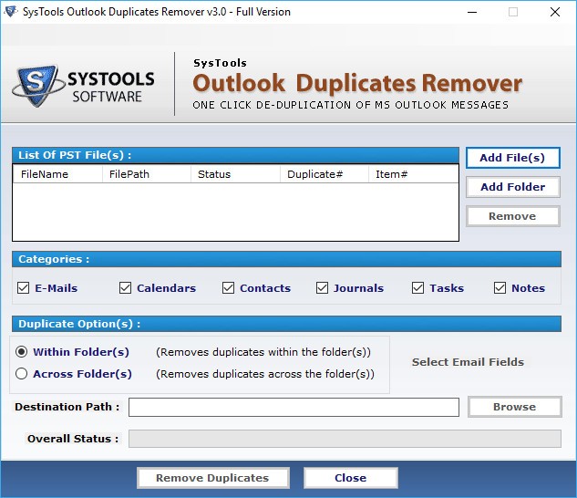 SysTools Outlook Duplicates Remover 3.0