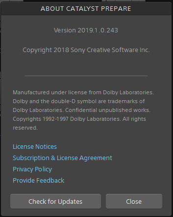 Sony Catalyst Production Suite 2019.1