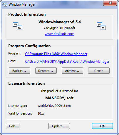 DeskSoft WindowManager 6.5.4