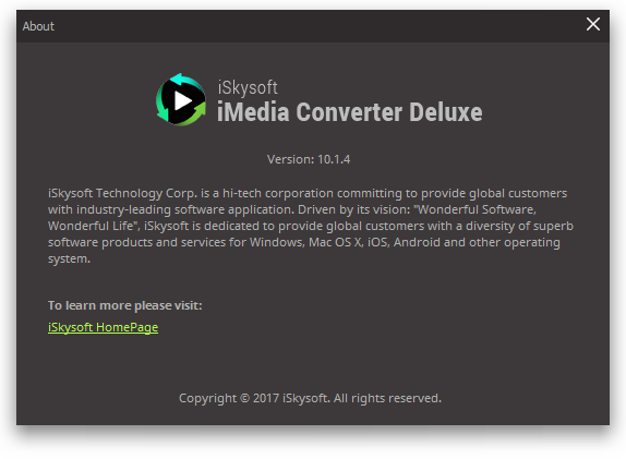 iSkysoft iMedia Converter Deluxe 10.1.4.147