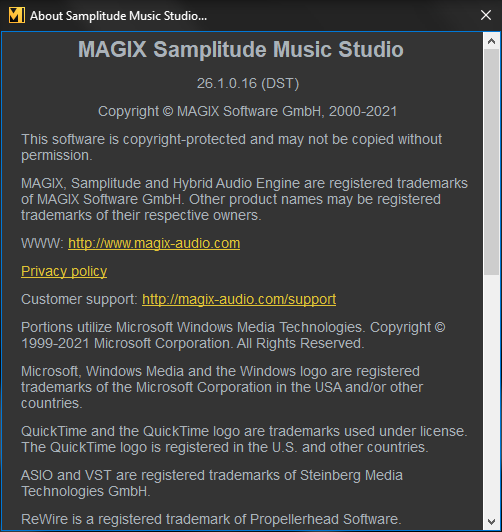 MAGIX Samplitude Music Studio 2021 26.1.0.16