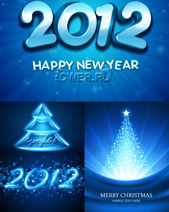 2012 blue neon New Year 2