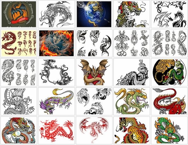 Драконы - векторные татуировки1