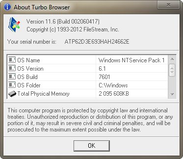 Turbo Browser 11.6 Build 002060417